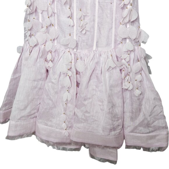 Zimmermann Botanica Petal Floral Applique Lilac Purple Silk Linen Bustier Dress - Picture 9 of 17